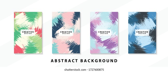 Abstract background creative cover set. Can be used for Collage page, greeting card, invitation, brochure brush strokes style, banner idea, book cover, booklet print, phone case print, Eps10 vector.

