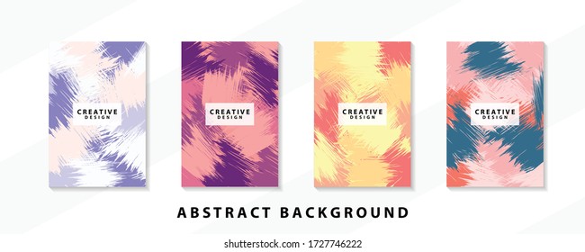 Abstract background creative cover set. Can be used for Collage page, greeting card, invitation, brochure brush strokes style, banner idea, book cover, booklet print, phone case print, Eps10 vector.
