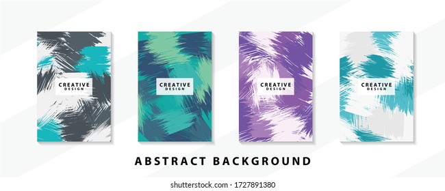 Abstract background creative cover set. Can be used for Collage page, greeting card, invitation, brochure brush strokes style, banner idea, book cover, booklet print, phone case print, Eps10 vector.
