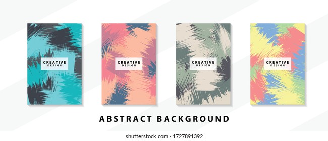 Abstract background creative cover set. Can be used for Collage page, greeting card, invitation, brochure brush strokes style, banner idea, book cover, booklet print, phone case print, Eps10 vector.
