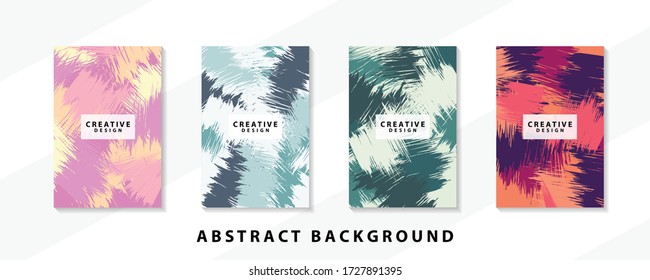 Abstract background creative cover set. Can be used for Collage page, greeting card, invitation, brochure brush strokes style, banner idea, book cover, booklet print, phone case print, Eps10 vector.
