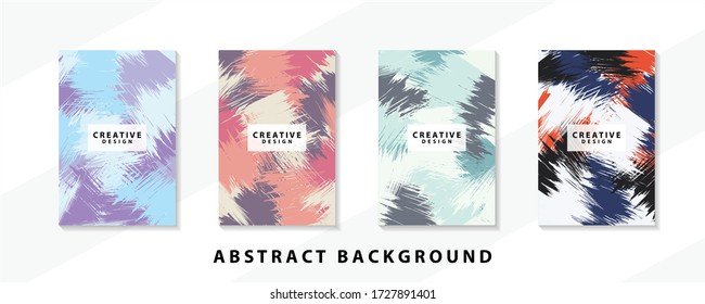 Abstract background creative cover set. Can be used for Collage page, greeting card, invitation, brochure brush strokes style, banner idea, book cover, booklet print, phone case print, Eps10 vector.
