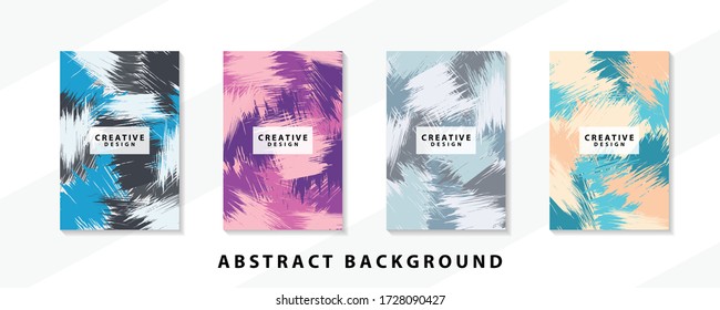 Abstract background creative cover set. Can be used for Collage page, greeting card, invitation, brochure brush strokes style, banner idea, book cover, booklet print, phone case print, Eps10 vector.