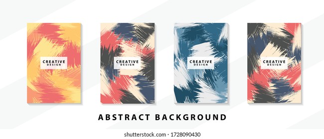 Abstract background creative cover set. Can be used for Collage page, greeting card, invitation, brochure brush strokes style, banner idea, book cover, booklet print, phone case print, Eps10 vector.