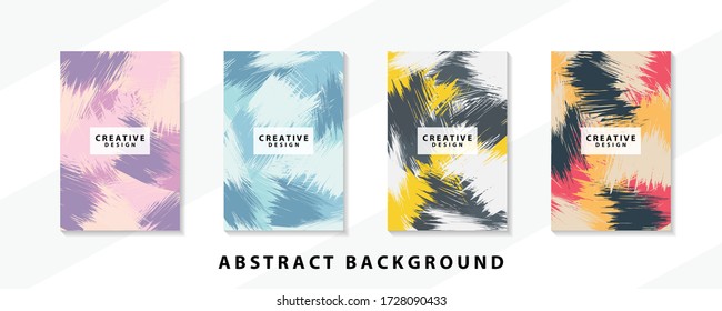 Abstract background creative cover set. Can be used for Collage page, greeting card, invitation, brochure brush strokes style, banner idea, book cover, booklet print, phone case print, Eps10 vector.