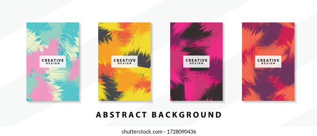 Abstract background creative cover set. Can be used for Collage page, greeting card, invitation, brochure brush strokes style, banner idea, book cover, booklet print, phone case print, Eps10 vector.