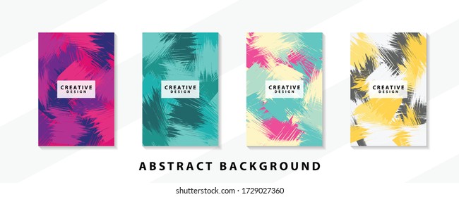 Abstract background creative cover set. Can be used for Collage page, greeting card, invitation, brochure brush strokes style, banner idea, book cover, booklet print, phone case print, Eps10 vector.