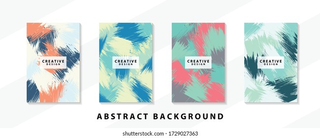 Abstract background creative cover set. Can be used for Collage page, greeting card, invitation, brochure brush strokes style, banner idea, book cover, booklet print, phone case print, Eps10 vector.