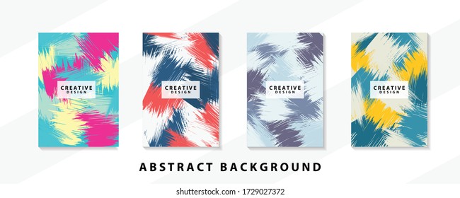 Abstract background creative cover set. Can be used for Collage page, greeting card, invitation, brochure brush strokes style, banner idea, book cover, booklet print, phone case print, Eps10 vector.