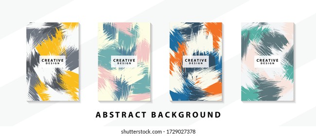 Abstract background creative cover set. Can be used for Collage page, greeting card, invitation, brochure brush strokes style, banner idea, book cover, booklet print, phone case print, Eps10 vector.