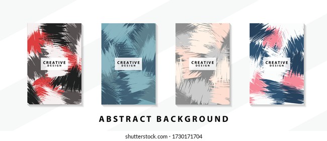 Abstract background creative cover set. Can be used for Collage page, greeting card, invitation, brochure brush strokes style, banner idea, book cover, booklet print, phone case print, Eps10 vector.
