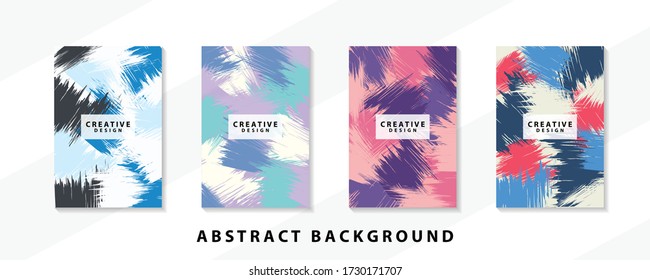 Abstract background creative cover set. Can be used for Collage page, greeting card, invitation, brochure brush strokes style, banner idea, book cover, booklet print, phone case print, Eps10 vector.
