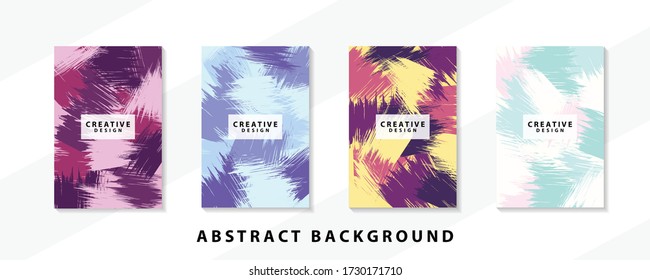 Abstract background creative cover set. Can be used for Collage page, greeting card, invitation, brochure brush strokes style, banner idea, book cover, booklet print, phone case print, Eps10 vector.
