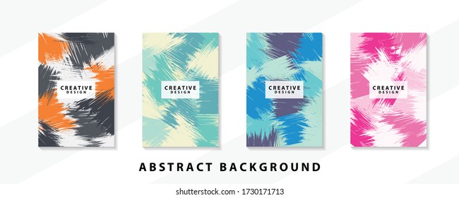 Abstract background creative cover set. Can be used for Collage page, greeting card, invitation, brochure brush strokes style, banner idea, book cover, booklet print, phone case print, Eps10 vector.
