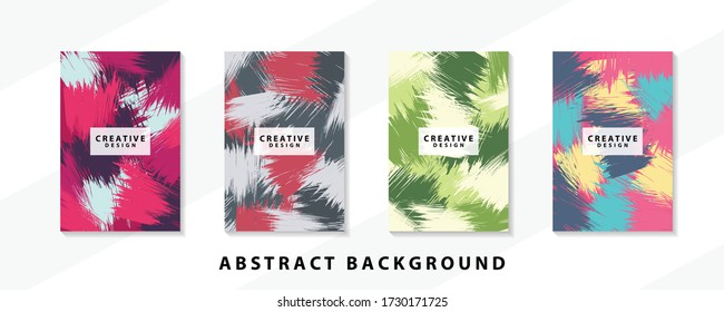 Abstract background creative cover set. Can be used for Collage page, greeting card, invitation, brochure brush strokes style, banner idea, book cover, booklet print, phone case print, Eps10 vector.
