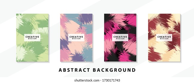 Abstract background creative cover set. Can be used for Collage page, greeting card, invitation, brochure brush strokes style, banner idea, book cover, booklet print, phone case print, Eps10 vector.
