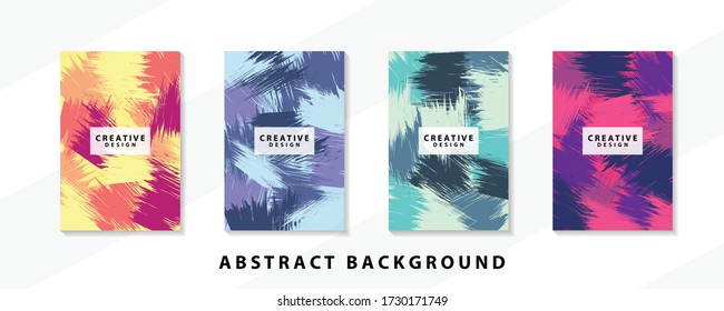 Abstract background creative cover set. Can be used for Collage page, greeting card, invitation, brochure brush strokes style, banner idea, book cover, booklet print, phone case print, Eps10 vector.
