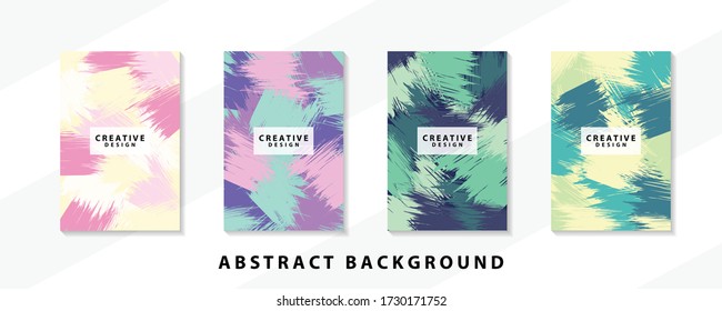 Abstract background creative cover set. Can be used for Collage page, greeting card, invitation, brochure brush strokes style, banner idea, book cover, booklet print, phone case print, Eps10 vector.
