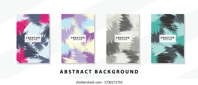 Abstract background creative cover set. Can be used for Collage page, greeting card, invitation, brochure brush strokes style, banner idea, book cover, booklet print, phone case print, Eps10 vector.
