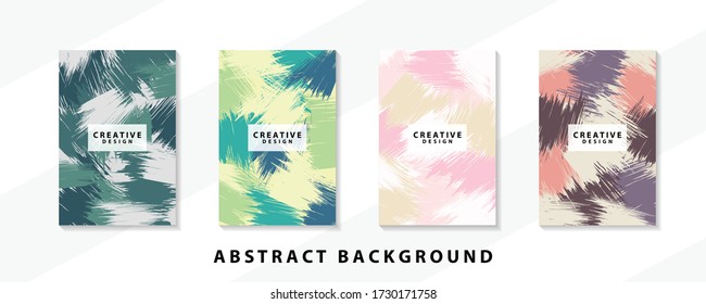 Abstract background creative cover set. Can be used for Collage page, greeting card, invitation, brochure brush strokes style, banner idea, book cover, booklet print, phone case print, Eps10 vector.
