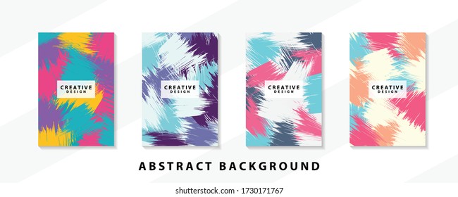 Abstract background creative cover set. Can be used for Collage page, greeting card, invitation, brochure brush strokes style, banner idea, book cover, booklet print, phone case print, Eps10 vector.
