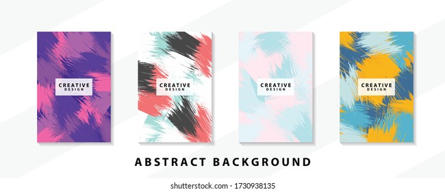 Abstract background creative cover set. Can be used for Collage page, greeting card, invitation, brochure brush strokes style, banner idea, book cover, booklet print, phone case print, Eps10 vector.
