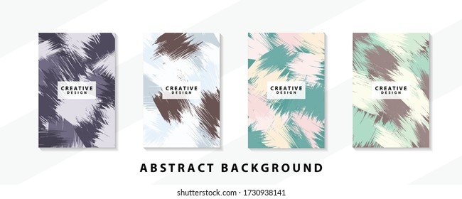 Abstract background creative cover set. Can be used for Collage page, greeting card, invitation, brochure brush strokes style, banner idea, book cover, booklet print, phone case print, Eps10 vector.
