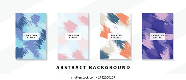 Abstract background creative cover set. Can be used for Collage page, greeting card, invitation, brochure brush strokes style, banner idea, book cover, booklet print, phone case print, Eps10 vector.
