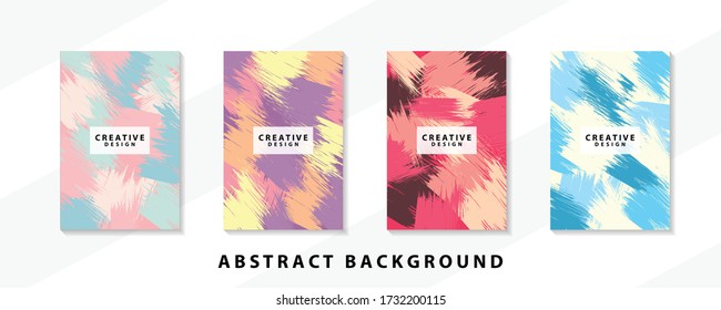 Abstract background creative cover set. Can be used for Collage page, greeting card, invitation, brochure brush strokes style, banner idea, book cover, booklet print, phone case print, Eps10 vector.
