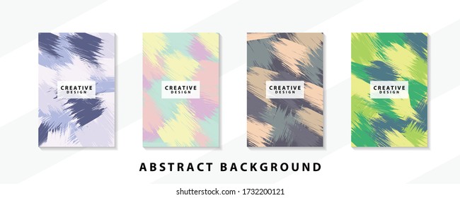 Abstract background creative cover set. Can be used for Collage page, greeting card, invitation, brochure brush strokes style, banner idea, book cover, booklet print, phone case print, Eps10 vector.
