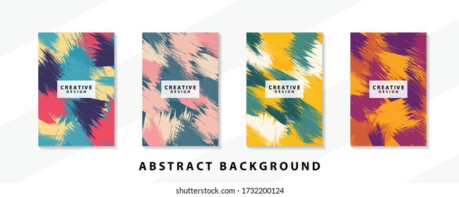 Abstract background creative cover set. Can be used for Collage page, greeting card, invitation, brochure brush strokes style, banner idea, book cover, booklet print, phone case print, Eps10 vector.
