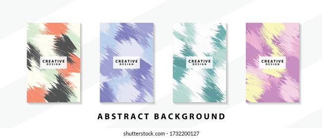 Abstract background creative cover set. Can be used for Collage page, greeting card, invitation, brochure brush strokes style, banner idea, book cover, booklet print, phone case print, Eps10 vector.
