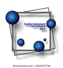 Abstract background. Creative frame. Balls and squares. Stylish background. Banner. Vector graphics