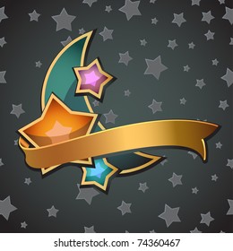 Abstract background with crescent, stars and place for text