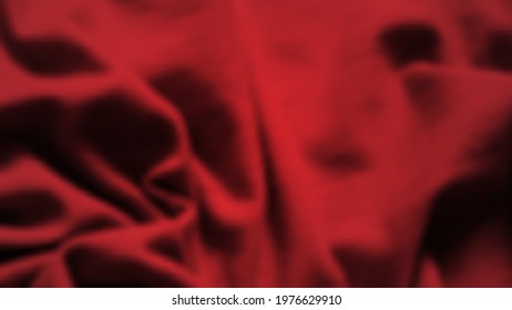 Abstract background with crumpled cloth. Dark red realistic silk texture with empty space. Vector illustration