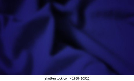 Abstract background with crumpled cloth. Dark blue realistic silk texture with empty space. Vector illustration