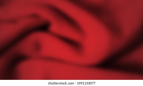 Abstract background with crumpled cloth. Dark red realistic silk texture with empty space. Vector illustration