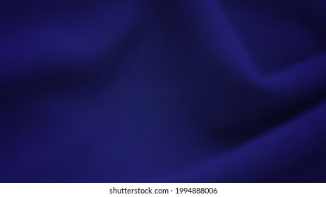 Abstract background with crumpled cloth. Dark blue realistic silk texture with empty space. Vector illustration