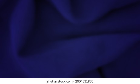 Abstract background with crumpled cloth. Dark blue realistic silk texture with empty space. Vector illustration