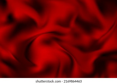 Abstract background with crumpled cloth. Dark red realistic silk texture with empty space