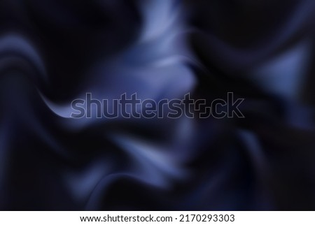 Abstract background with crumpled cloth. Dark blue realistic silk texture with empty space.