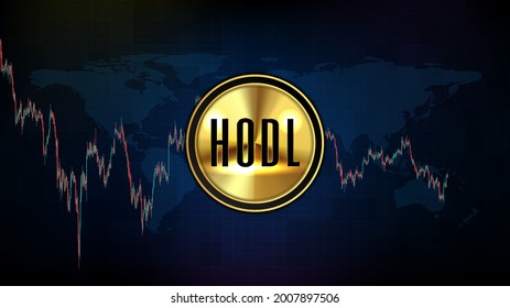 abstract background of  crypto currency Market hodl or hold on for dear life and technical analysis chart graph 