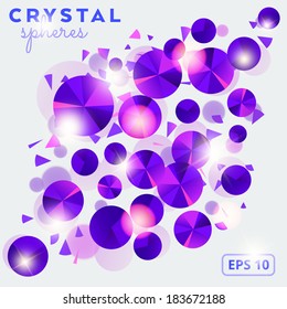 Abstract  background with crystal spheres and lights