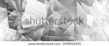 Abstract background of crystals in gray colors with highlights on the facets and refracting of light
