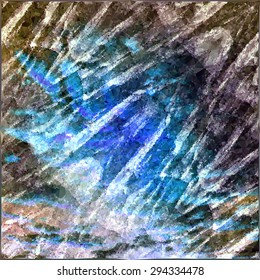 Abstract background of crystals and polygons with a stylized rocket