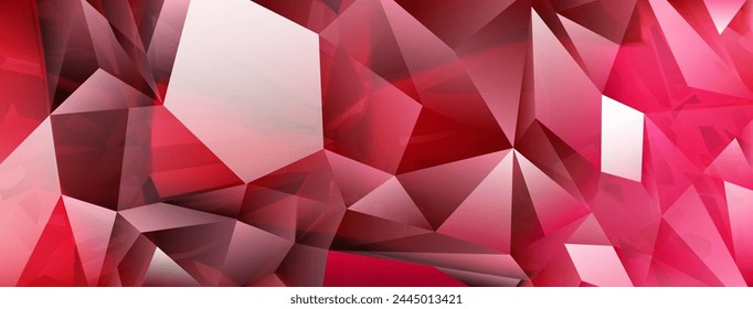 Abstract background of crystals in red colors with highlights on the facets and refracting of light