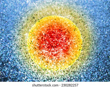 Abstract background of crystals with stylized sun