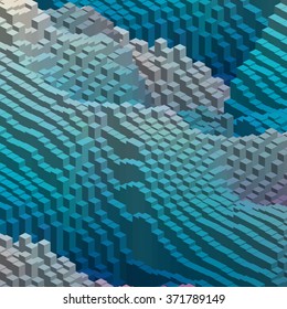 Abstract background with cube decoration.  Blue, gray colors. Vector illustration
