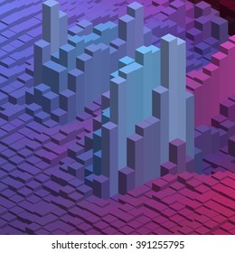 Abstract background with cube decoration. Vector illustration. Purple, violet, blue colors. 