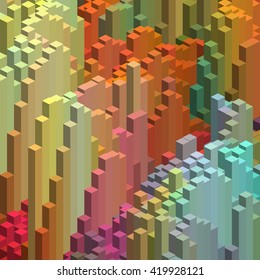 Abstract background with cube decoration. Vector illustration. Blue, yellow, orange, green colors. Colorful background. 